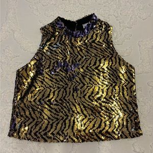 Queen of Sparkles Flip Sequin Tiger Top
